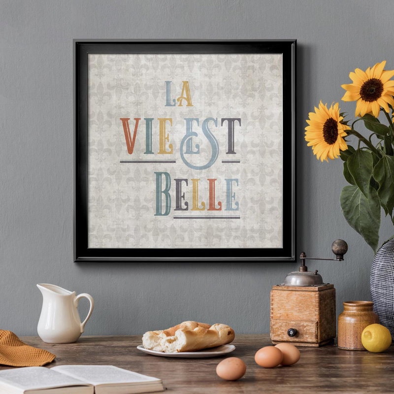 La Vie - Reproduction d'art textuel sur toile encadrée, H 34,5 po x l 34,5 po x P 1,5 po, Noir