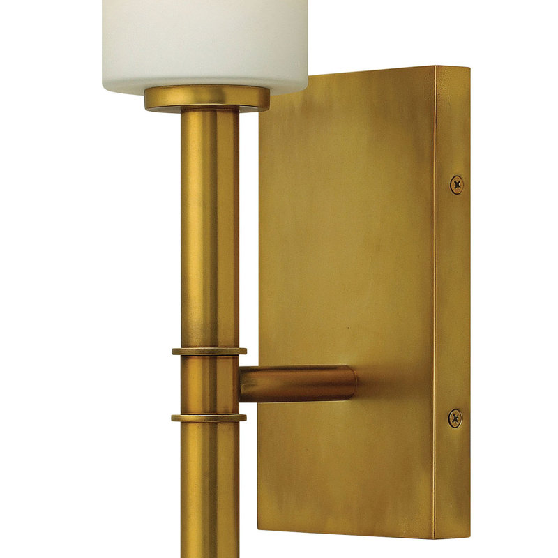 Margeaux Medium Single Light Wall Sconce with Etched Opal Glass Shade, Vintage Brass