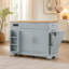 Chariot de cuisine 48,5 "de large cannelé avec armoire à poubelle et prise de courant, gris et bleu-1393909817