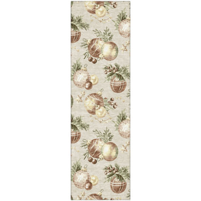 Premium Machine Washable Mayfield AMF1828 Christmas Balls Rug