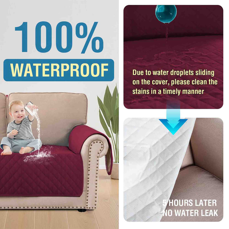 Polyester Sofa Slipcover, Burgundy