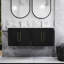 Ensemble de meuble-lavabo mural 24 po avec lavabo, portes doubles, charnières à fermeture en douceur, cuve en céramique, assemblage facile, poignée longue en métal doré, espace de rangement, noir brillant-1747682850