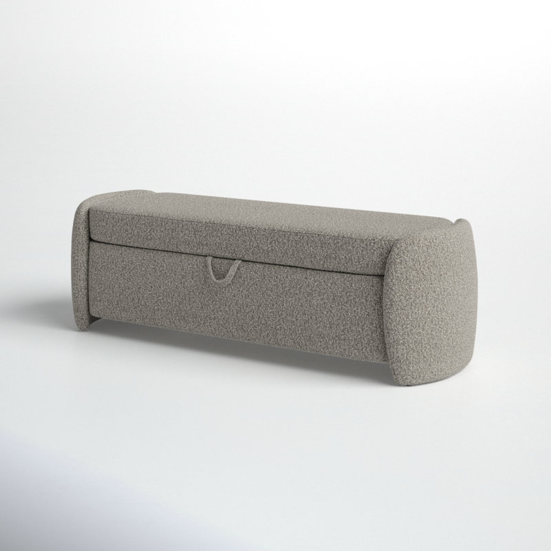 Kalevi 60" Boucle Storage Bench, Light Brown