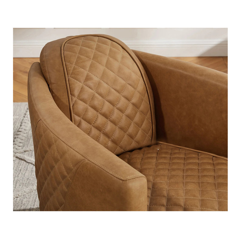 Chaise respirante en similicuir avec cadre en bois massif, Marron clair