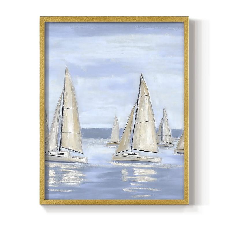 NAUTICAL Series V, reproduction encadrée - bois massif, H 11 po x l 9 po, Doré