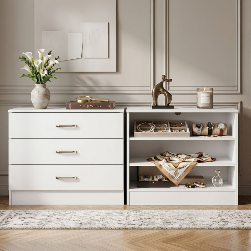 Commode 3 tiroirs Adalade, Blanc