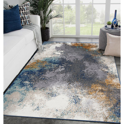 Tapis bleu abstrait Bellicent