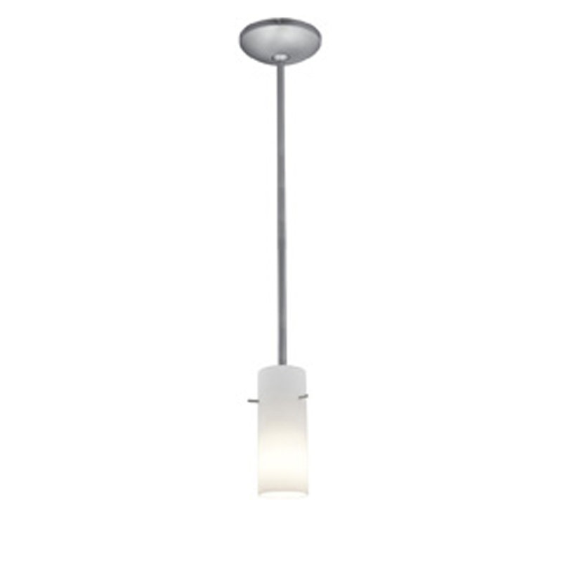 Nyquist 1 - Light Single Pendant, Brushed Steel, Rod, Opal