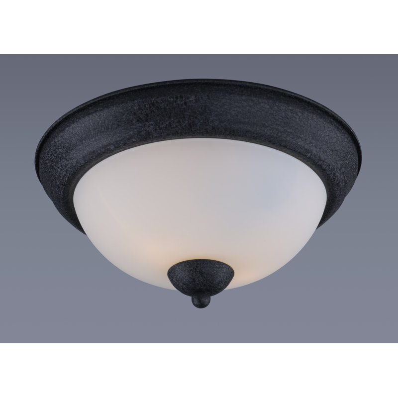 Glass Flush Mount, 5.5" H x 11.25" W x 11.25" D, Textured Black