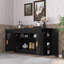 Armoire de rangement moderne 55,1 po avec 2 portes et 2 tiroirs - porte latérale incurvée et tablettes à 3 niveaux-1970402024