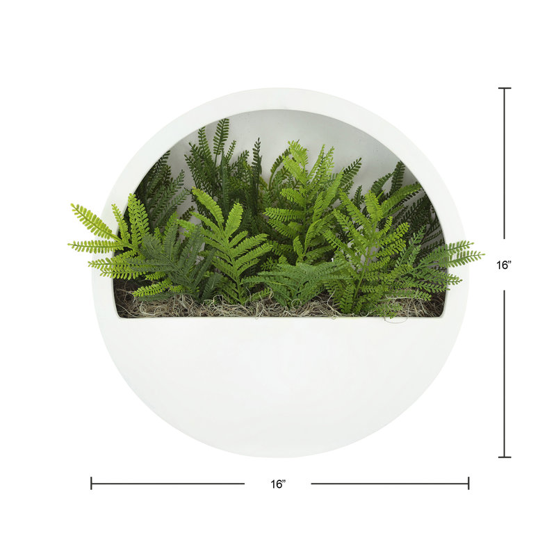 Outdoor UV Rated Ferns in Hanging Fiberstone Planter