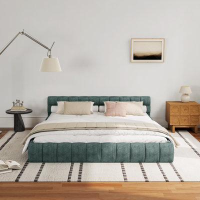 Chenille Upholstered Bed Frame With Headboard