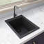 Évier de cuisine en granite à cuve simple encastrable en quartz 16 po x 20 po Ruvati - noir minuit --48744132