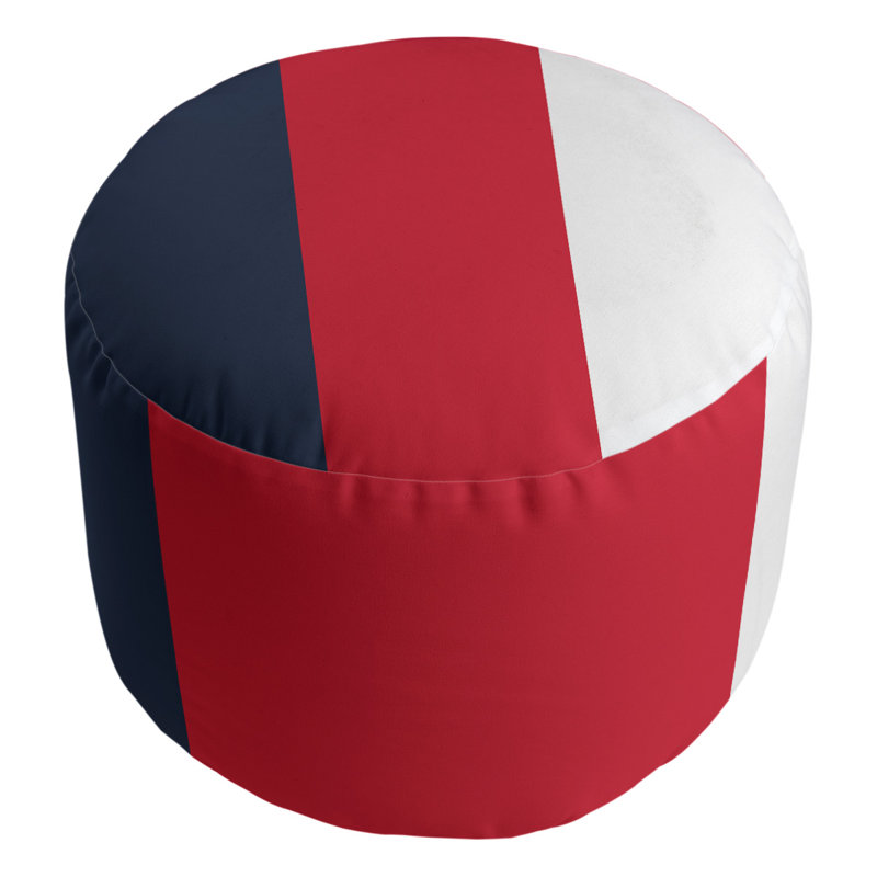 Repose-pieds cubique rond à rayures 20,5", Bleu marine / rouge / blanc