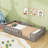 Twin Wood Platform Bed, Semi-Enclosed Guardrail Design-609842295