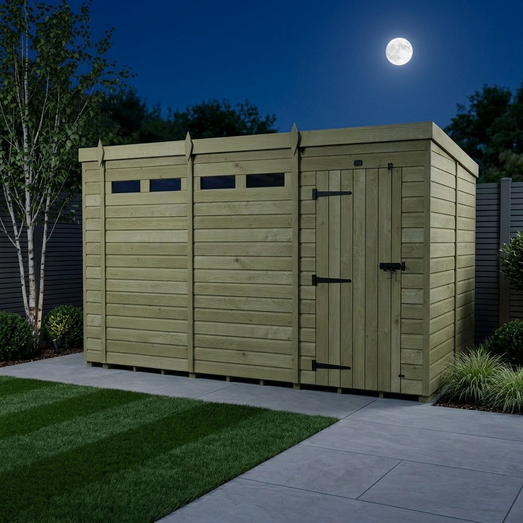 Total Sheds 15ft x 8ft Security Pent Shed - Heavy-Duty Hasp Staple Anti-Tamper - Pressure Treated Timber - UK Manufactured