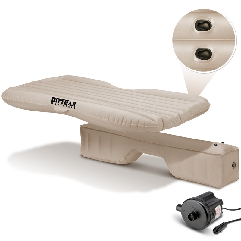 Tan Inflatable Full-Size Rear Seat Air Mattress with Pump