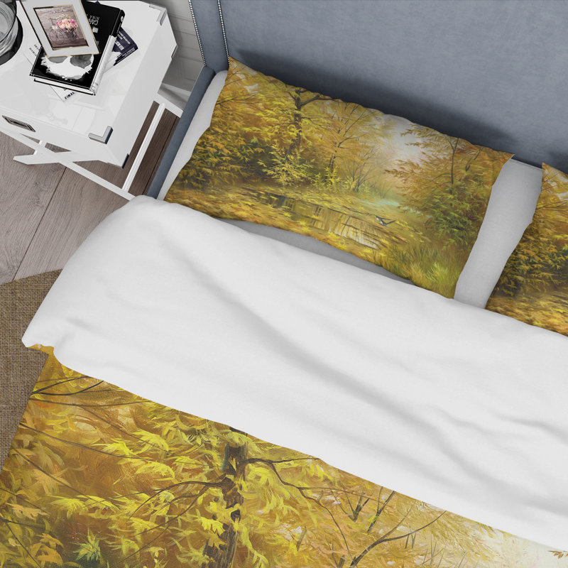 Road In Yellow Woodlands - Ensemble de housse de couette Country - Microfibre de polyester