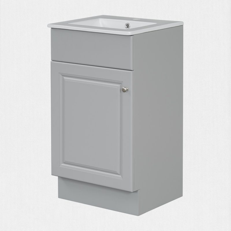 Meuble-lavabo 18 po avec plateau supérieur et tablette réglable, Gris