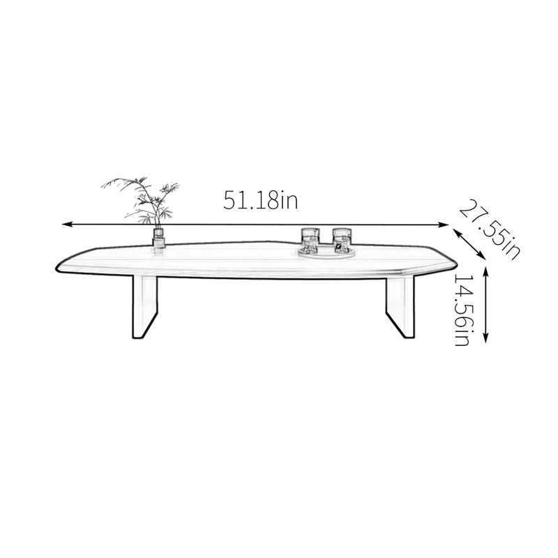 Table basse en bois de style médiéval, H 14,56 po x L 51,18 po x l 27,55 po, Brun