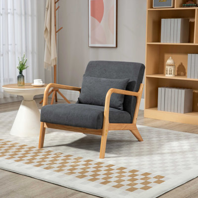 Fauteuil d'appoint rond en velours côtelé 360 ° avec 5 coussins décoratifs et support de téléphone réglable