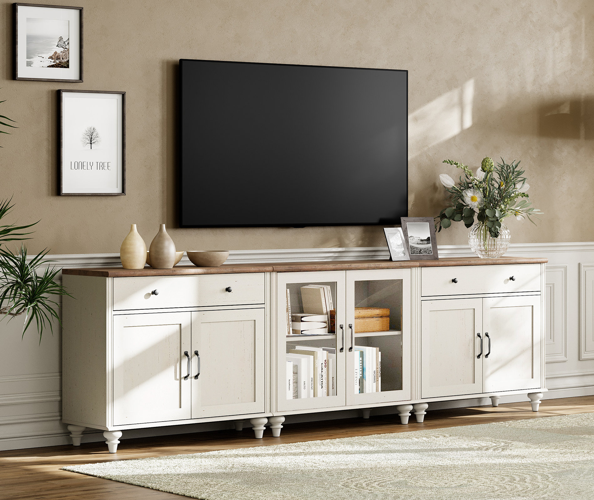 Alcott Hill® TV Stand For TV, 3In1 TV Console Table For 75/80/85/90