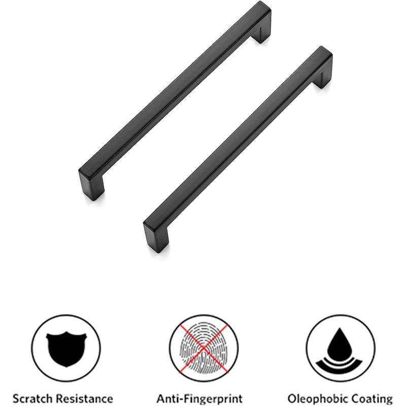 10 Pack Solid Kitchen Cabinet Handles Matte Black Cabinet Pulls Slim Drawer Pulls