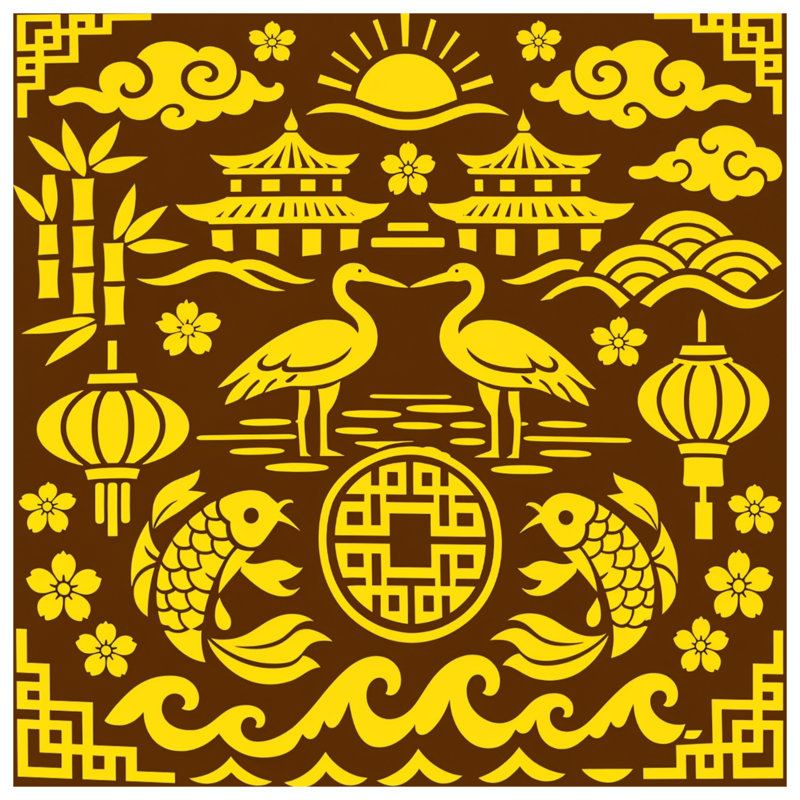 Housses de couette Asian Asian Symbols, King