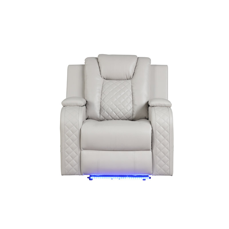 Fauteuil inclinable en similicuir 38 po Senol, Similicuir blanc