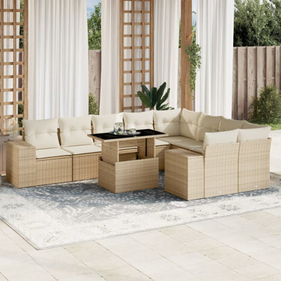 Grand canapé modulaire en rotin PE Vidaxl