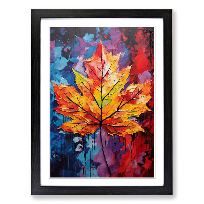 Leaf Expressionism No.2 - Framed Print, 34cm H x 25cm W x 2cm D, Black