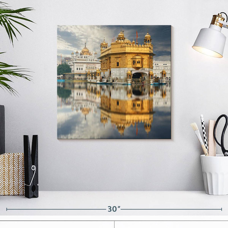Nicci Golden Temple In India, 16" H x 16" W