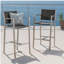 Outdoor 29.50" Rust-Proof Aluminum Barstools with PE Rattan Seat and Backrest, Set of 2, Silver & Grey