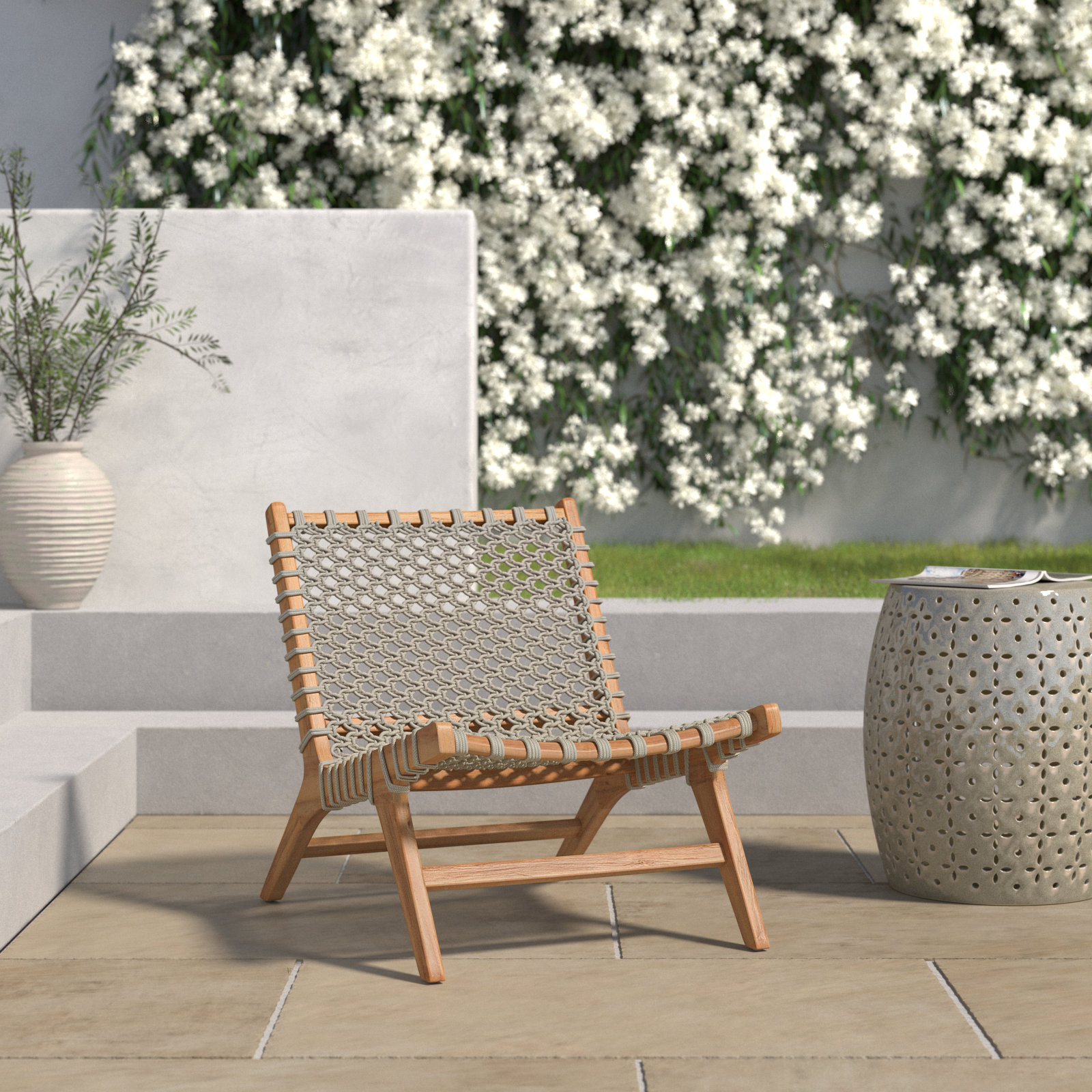 Alacam Teak Outdoor Lounge Chair, Gray