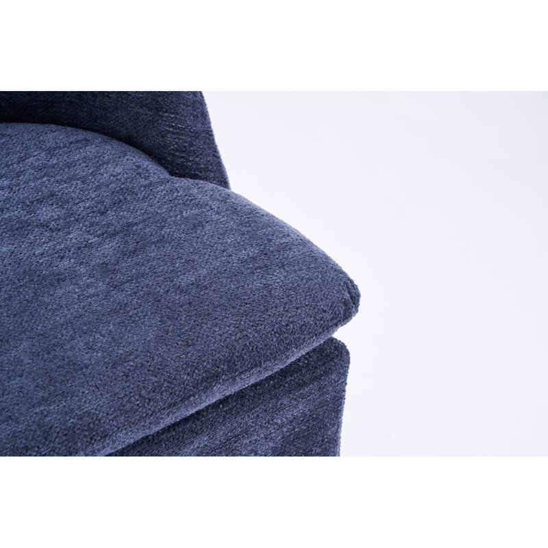058-Ensemble de 2 chaises de salle à manger en chenille avec roues universelles, Bleu