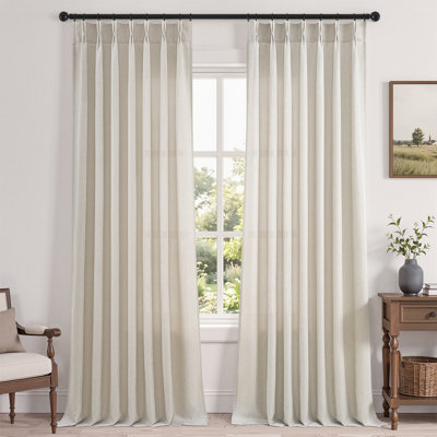 Pinch Pleated Curtains,Semi-Sheer Drapes Back Tab Pinch Pleat Curtain with Hooks+Rings