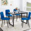 Ensemble de 4 chaises de salle à manger en velours bleu - Pieds en métal renforcé, coussin d'assise moelleux, design sans accoudoirs.