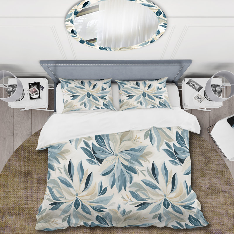 Akali Tranquil Patterns - Floral Duvet Cover Set - Microfiber Polyester, Queen Duvet Cover + 2 Standard Shams