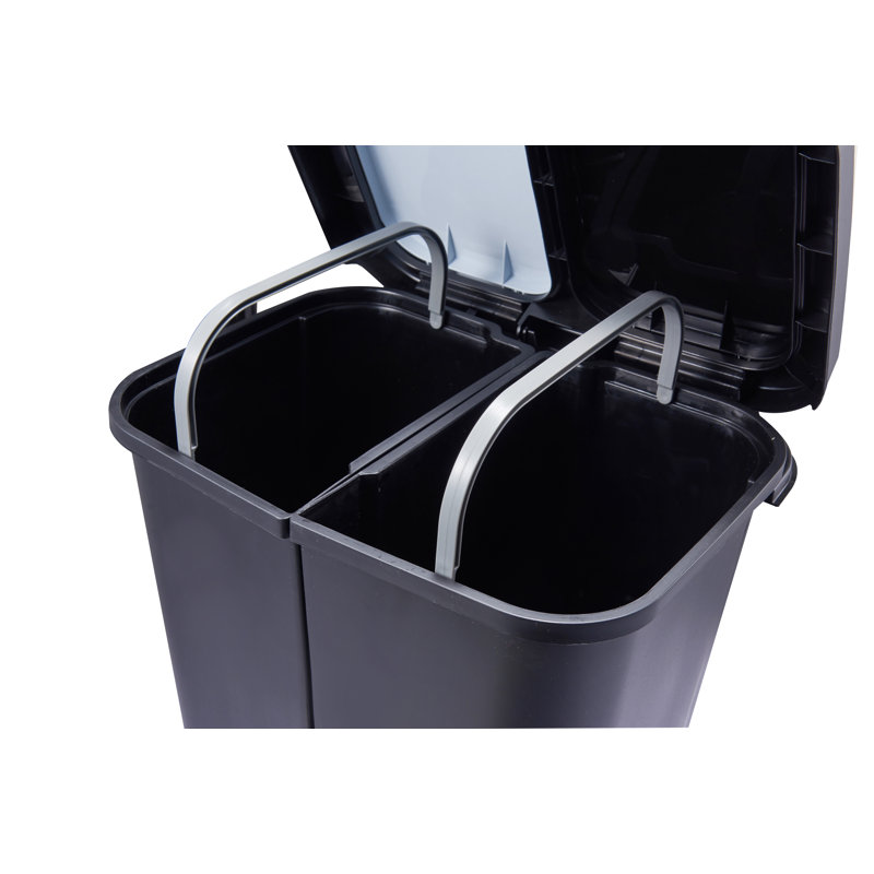 The Step N' Sort 40L Trash and Recycling Bin, Black