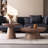 Nesting Round Coffee Table, Wood Cocktail Tables with Ash Side Table(Set of 2)