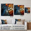 Décoration murale en acrylique, formes abstraites, mouvements de fluides bleus et oranges-1413511038