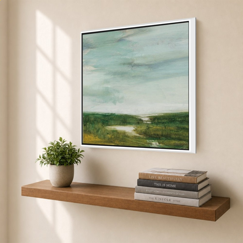 «The Path of Water» par Julia Purinton - Impression sur toile, 40" H x 40" W, White
