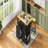 Kitchen Island with 6 Drawers, Pull Out Trash Can Storage, Rolling Kitchen Island on 5 Wheels with Drop Leaf, Power Outlet, 5 Open Side Racks for Kitchen, Dining Room-1845953702