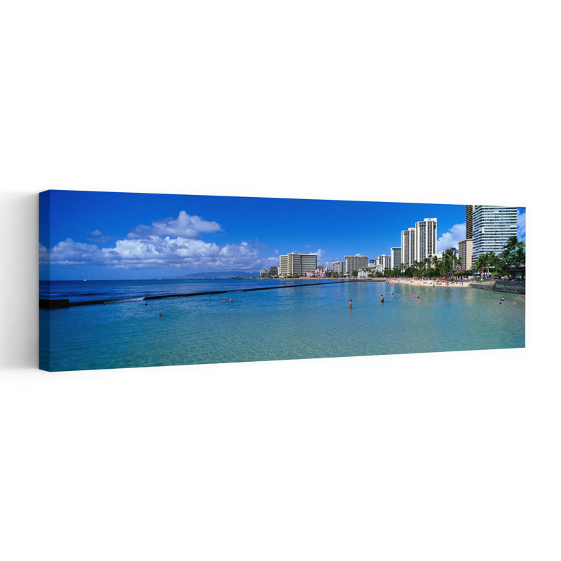 Waikiki Beach Honolulu Oahu HI by New Moon - Wrapped Canvas Panoramic Print, 40.64 cm H x 121.92 cm W