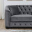 Canapé Chesterfield 77 po 77 po - 3 places, capitonné, clouté, 2 coussins - gris-129466655
