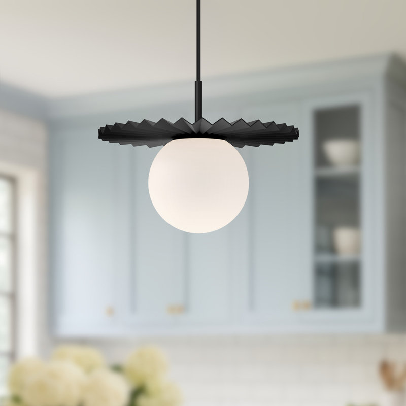 Carletta 1 - Light Single Pendant, Matte Black/Opal Matte Glass, 9.63" H x 11.88" W x 11.88" D