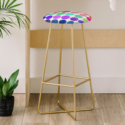 Upholstered Counter Stool with Metal Frame