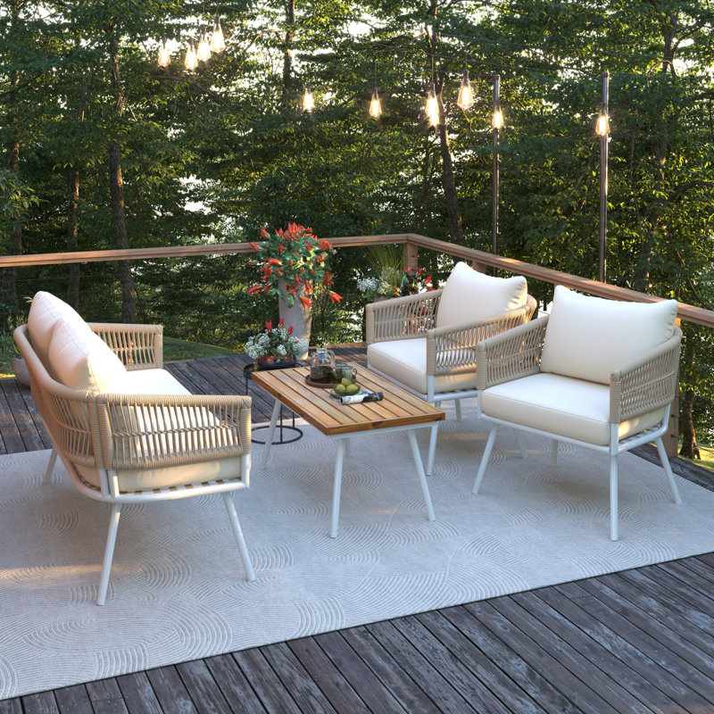 Ensemble de meubles de patio en corde 4 pièces K&K