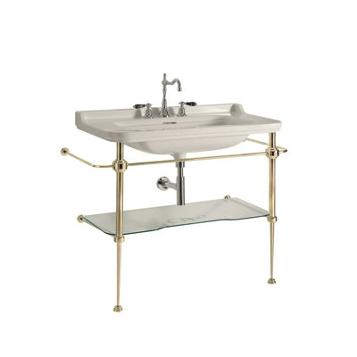 WS Bath Collections Waldorf 21.7'' Ceramic Rectangular Console, Wall Mount Bathroom Sink with Overflow