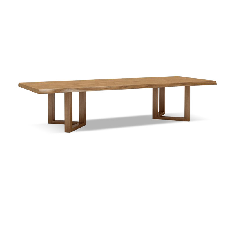 Table de conférence rectangulaire en bois massif noyer clair, H 29,53 po x L 118,11 po x l 39,37 po